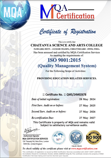 Achievements and Recognition-Achievements and Recognition-Chaitanya Science and Arts College Sasaha Road, Pamgarh, C.G.
